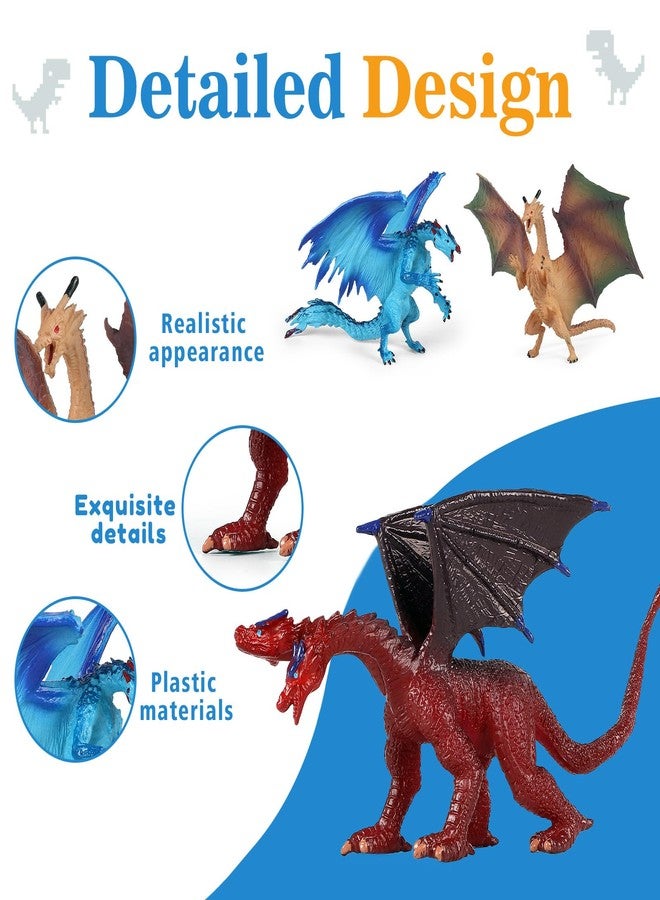 EOIVSH 6pcs Dragon Toys for Kids, 5 inch Ancient Flying Dragon Figurines, Mythical Toy Figures & Playset Gift for 3 4 5 6 7 Boys Girls, Cake Topper & Party Favors - Image 3